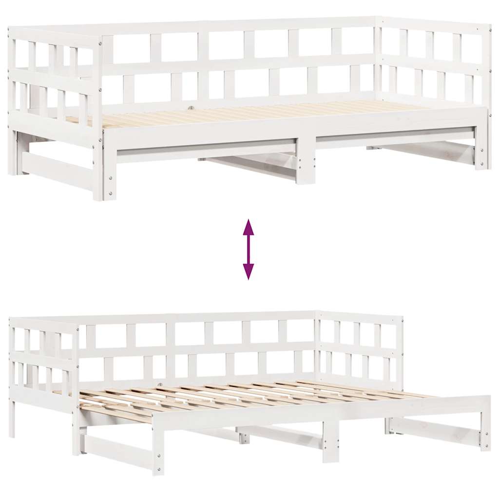 Daybed With Trundle And Drawers Without Mattress White 80X200 Cm