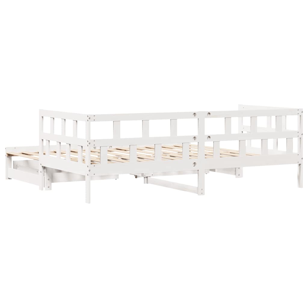 Daybed With Trundle And Drawers Without Mattress White 90X190 Cm Single