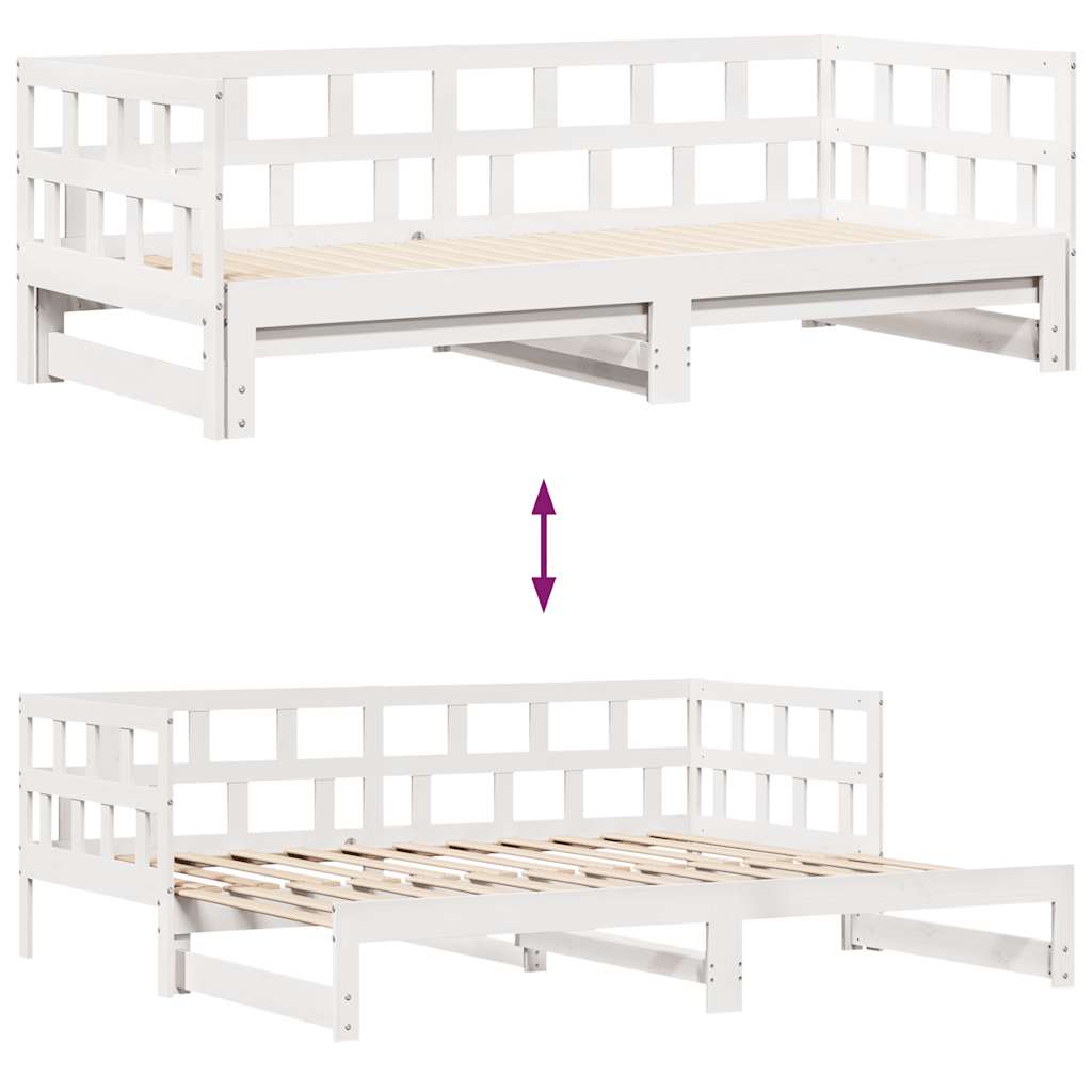 Daybed With Trundle And Drawers Without Mattress White 90X190 Cm Single