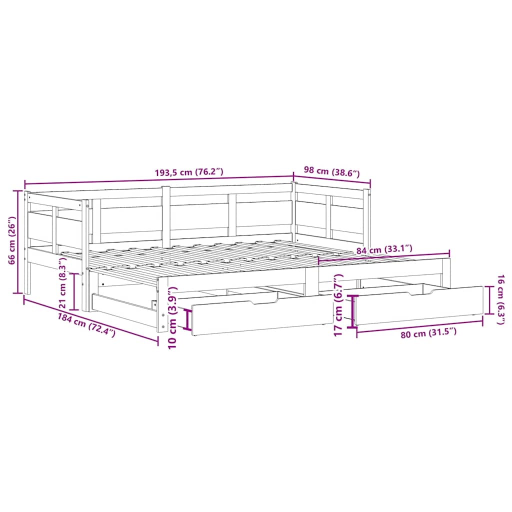 Daybed With Trundle And Drawers Without Mattress Single