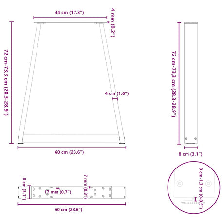 Dining Table Legs V-Shape 2 Pcs Steel