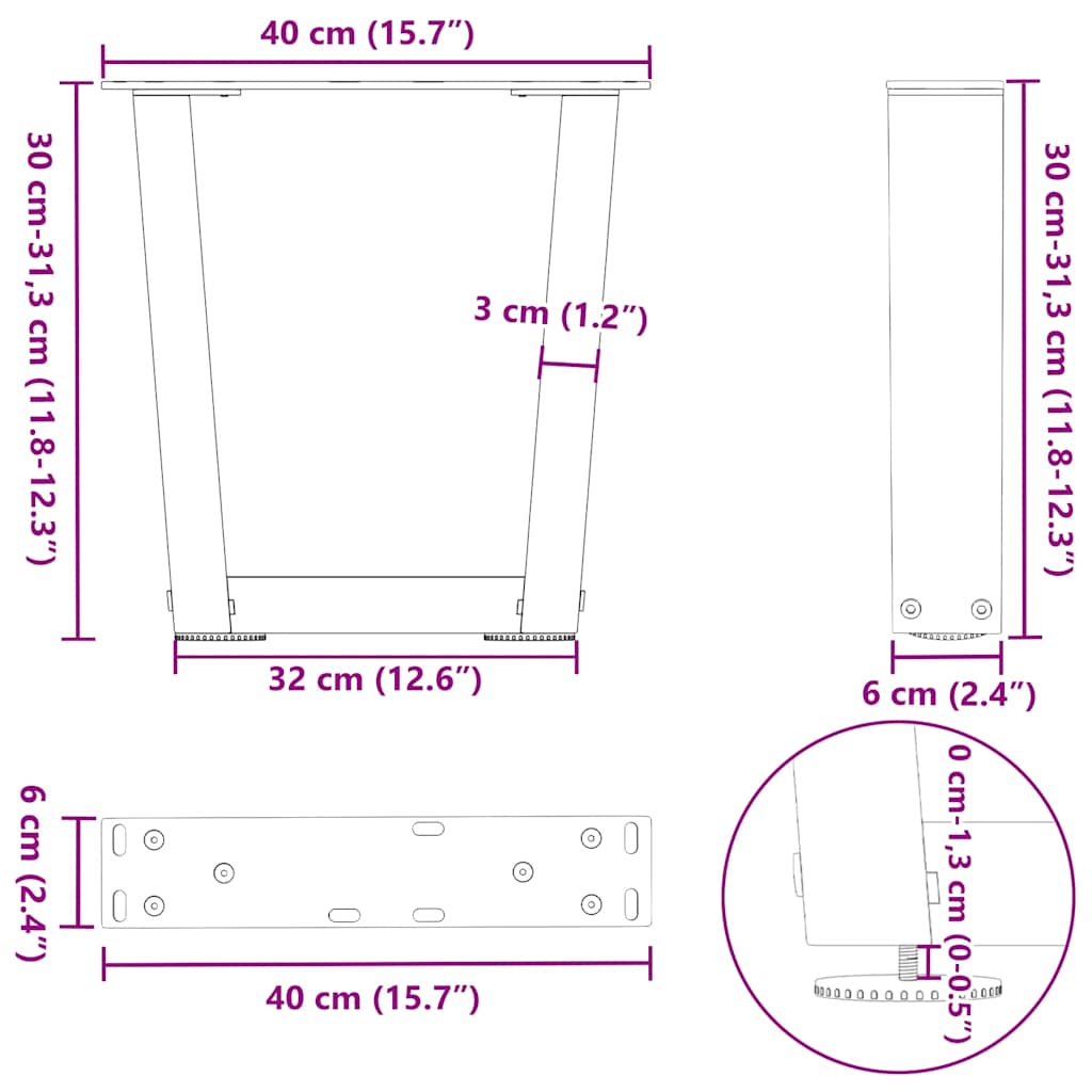Coffee Table Legs V-Shape 2 Pcs Steel