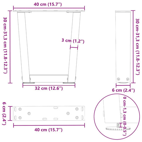 Coffee Table Legs V-Shape 2 Pcs Steel