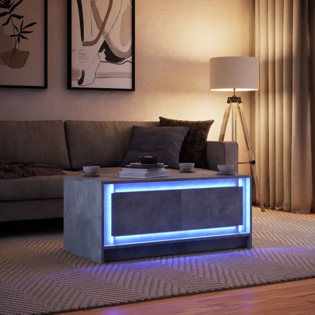 Coffee Table With Led Lights Engineered Wood