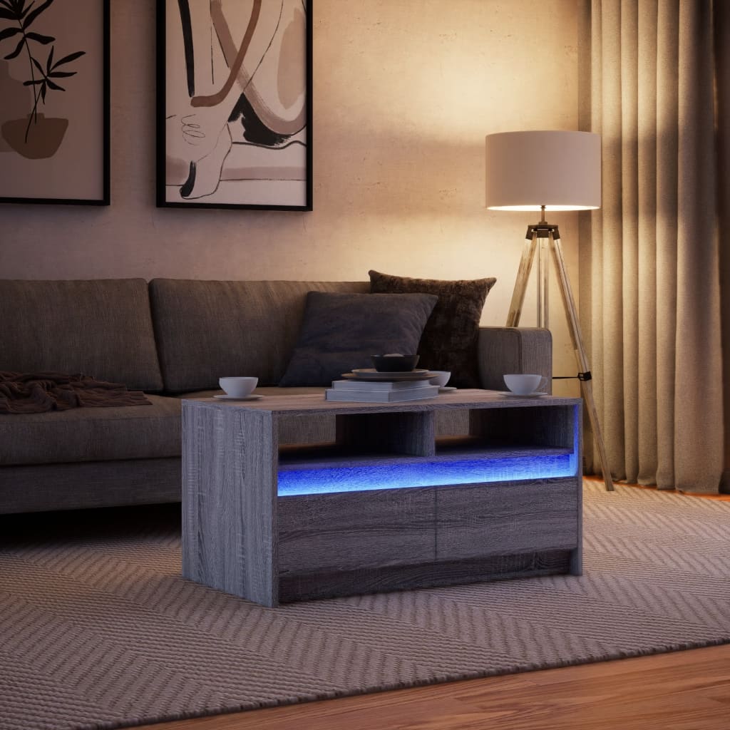 Coffee Table With Led Lights Engineered Wood