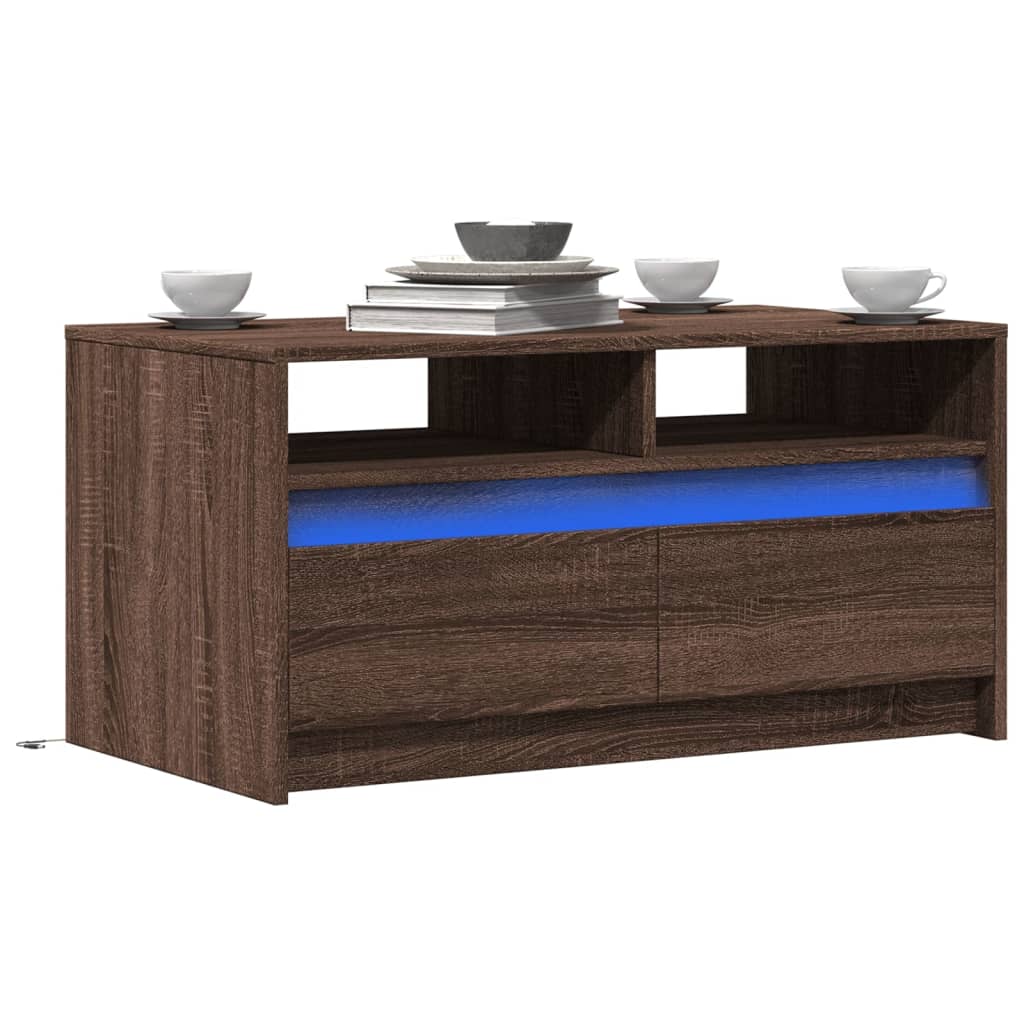Coffee Table With Led Lights Engineered Wood