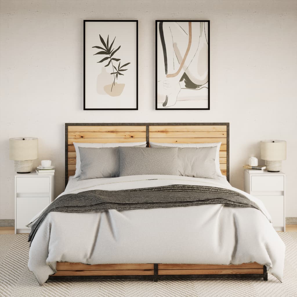 Bedside Cabinets With Led Lights 2 Pcs Engineered Wood