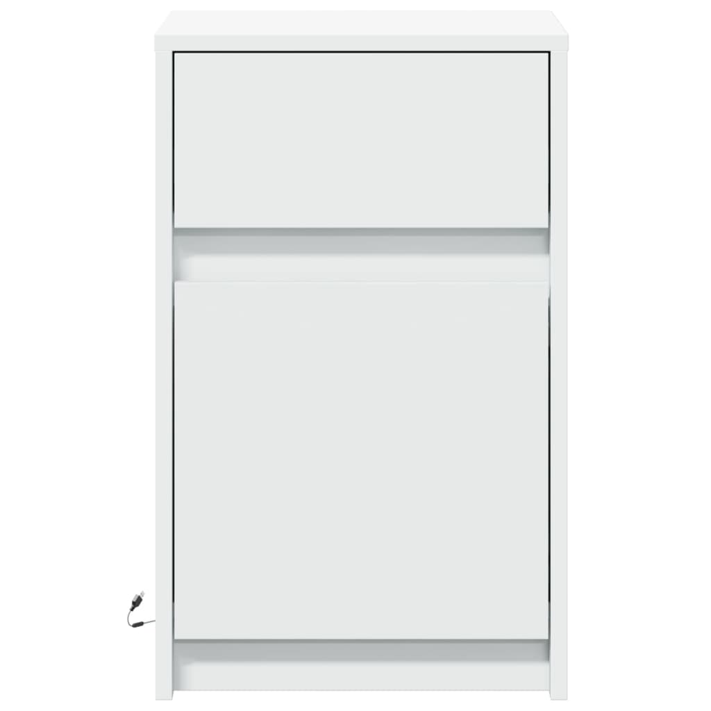 Bedside Cabinets With Led Lights 2 Pcs Engineered Wood