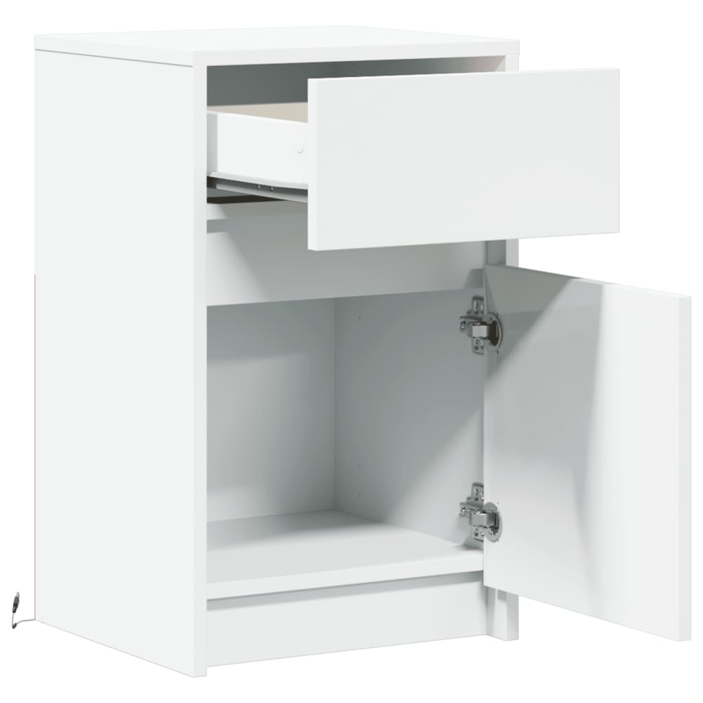 Bedside Cabinets With Led Lights 2 Pcs Engineered Wood