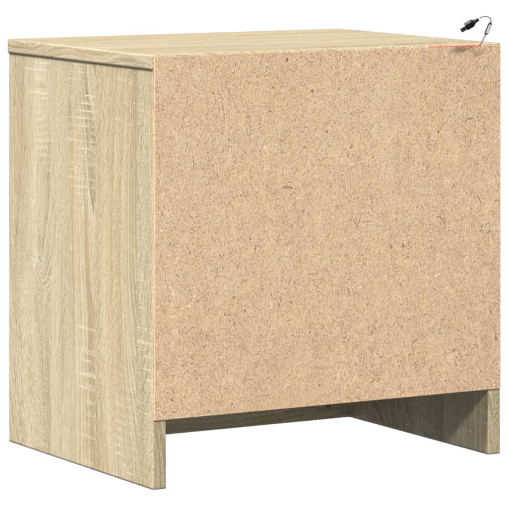 Bedside Cabinets With Led Lights 2 Pcs Engineered Wood