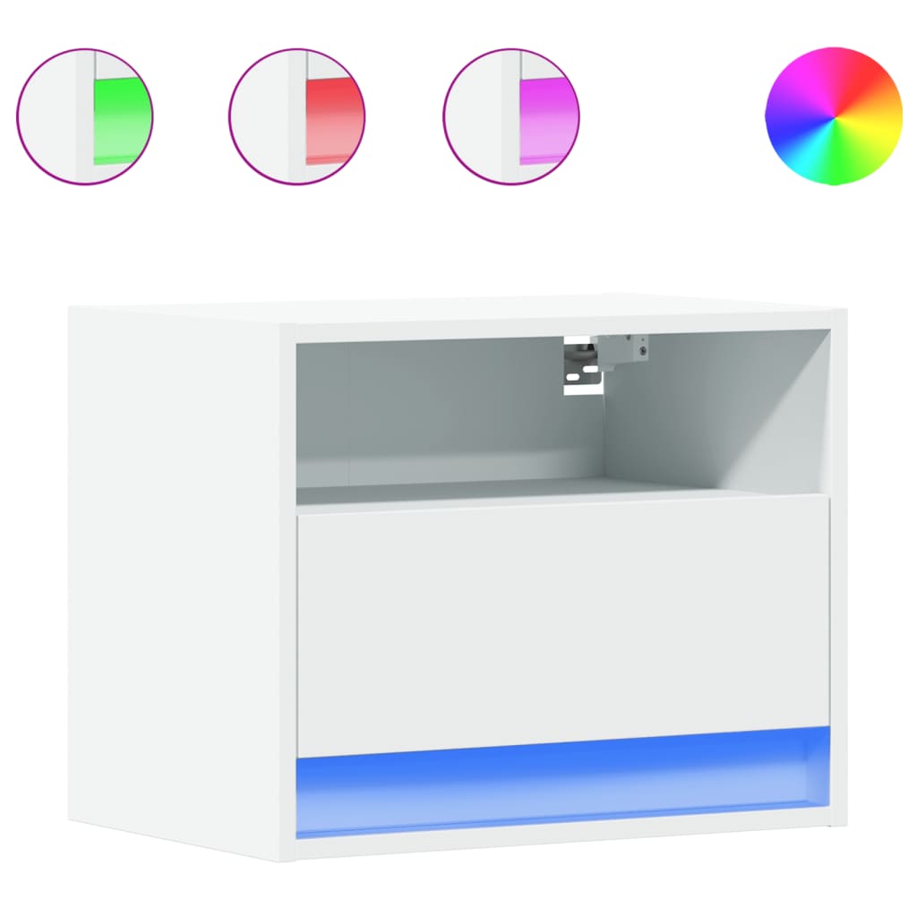 Wall-Mounted Bedside Cabinets With Led Lights 2 Pcs