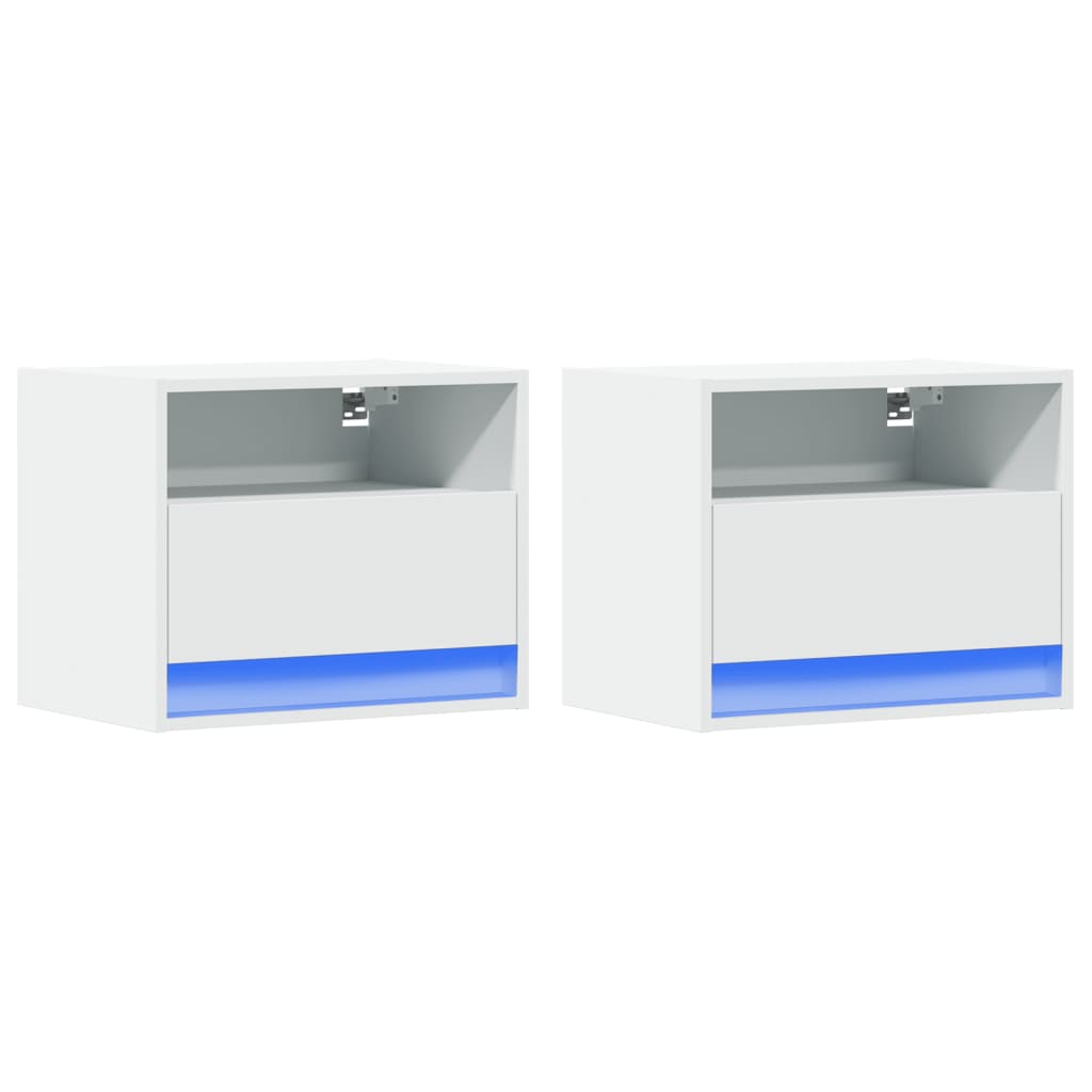 Wall-Mounted Bedside Cabinets With Led Lights 2 Pcs