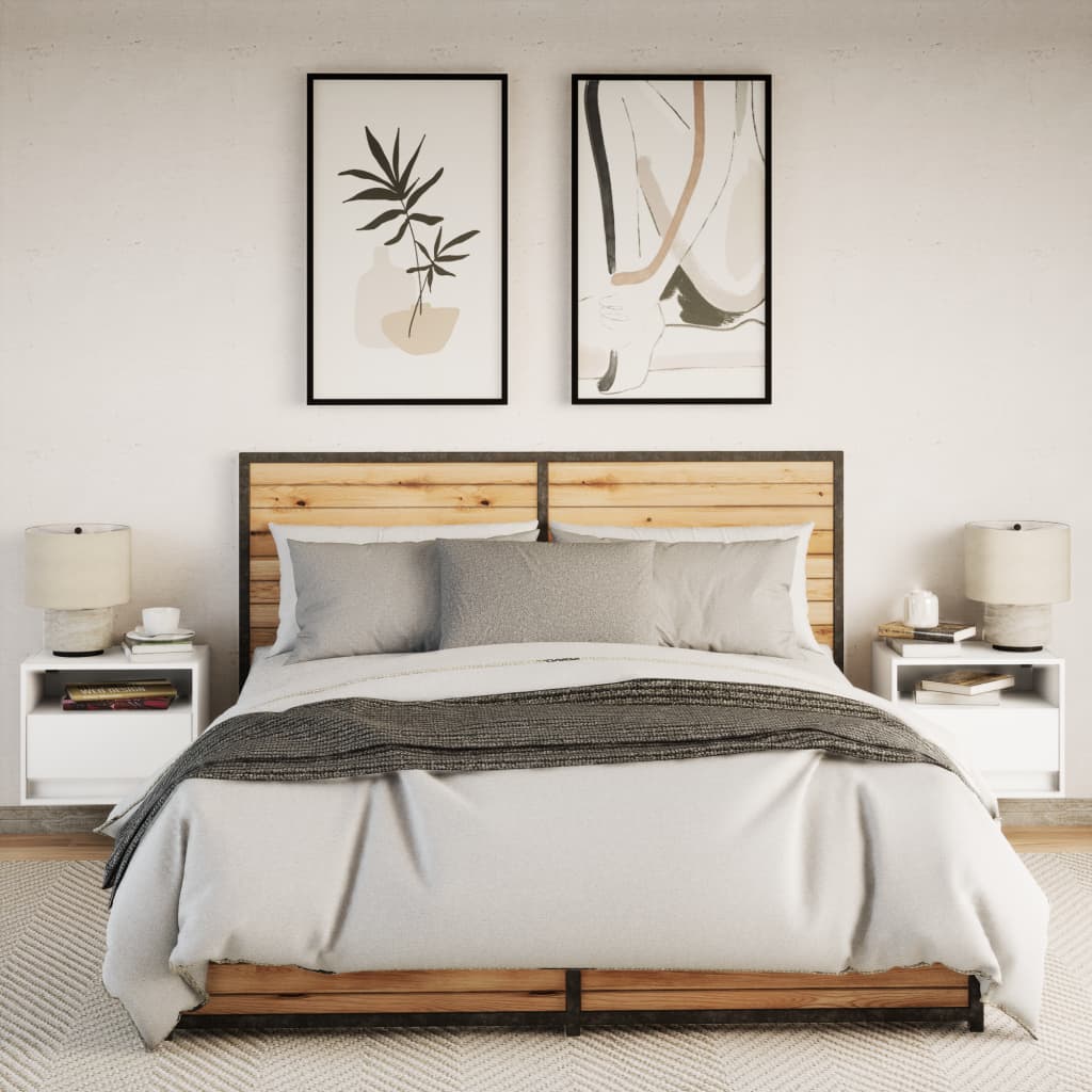 Wall-Mounted Bedside Cabinets With Led Lights 2 Pcs