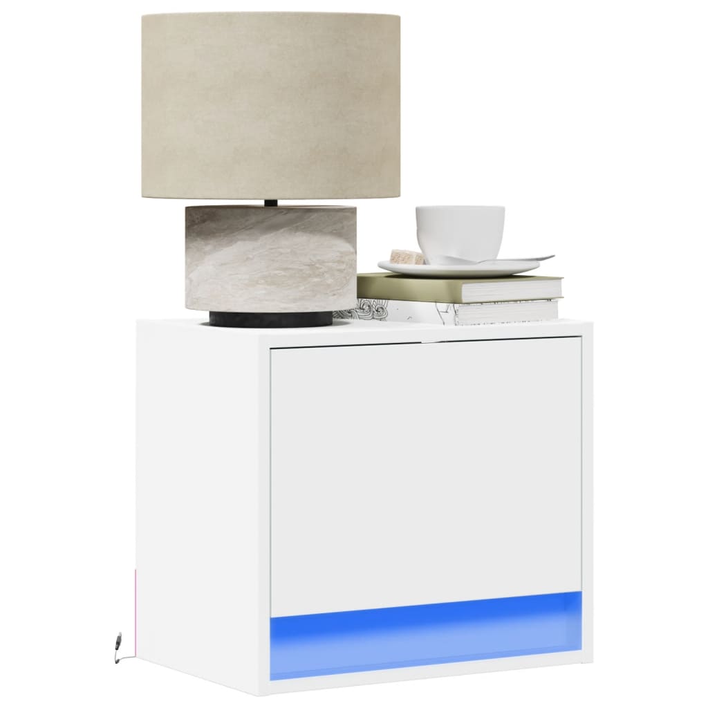 Wall-Mounted Bedside Cabinet With Led Lights