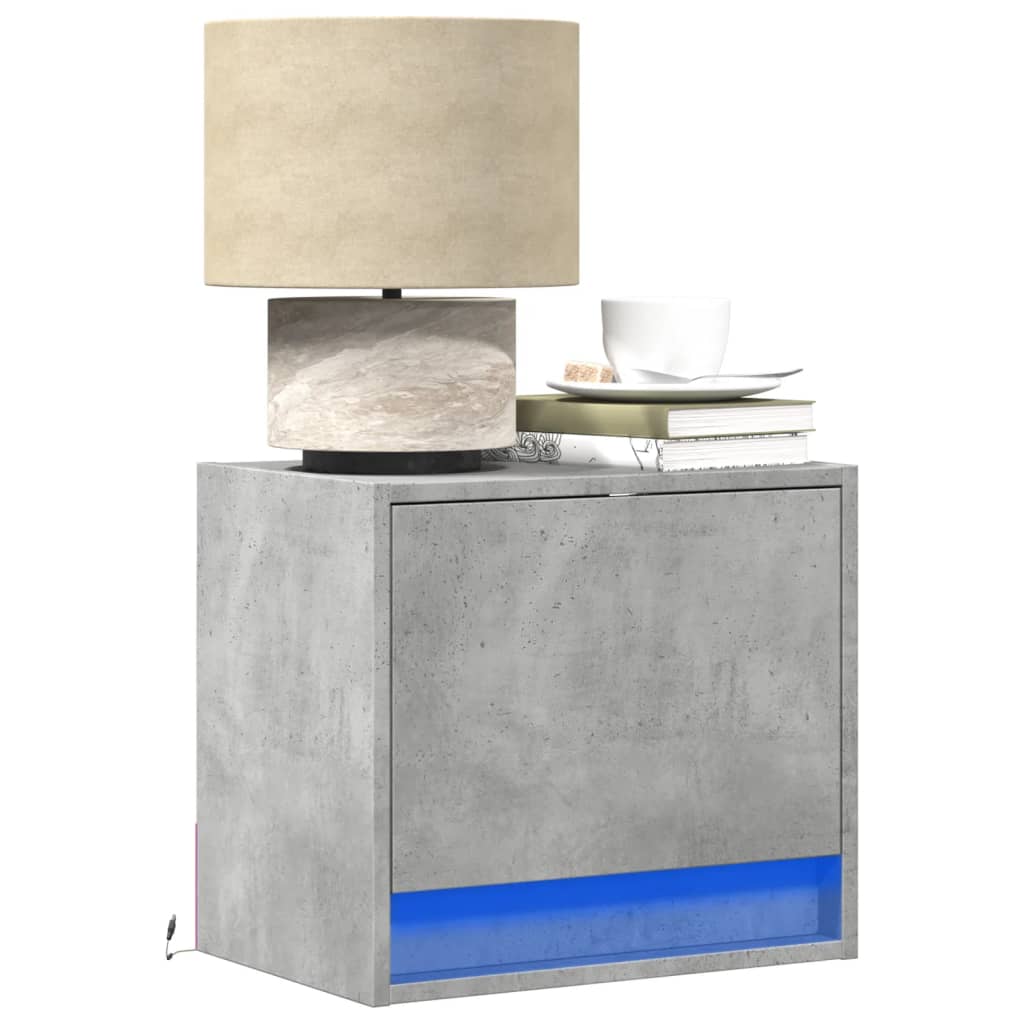 Wall-Mounted Bedside Cabinet With Led Lights