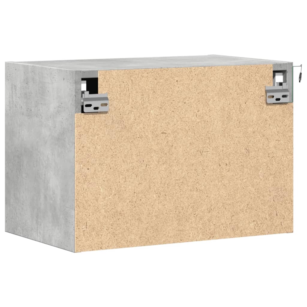 Wall-Mounted Bedside Cabinet With Led Lights Concrete Oak