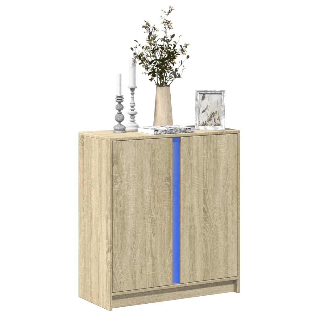 Sideboard With Led 77X34X85 Cm Engineered Wood
