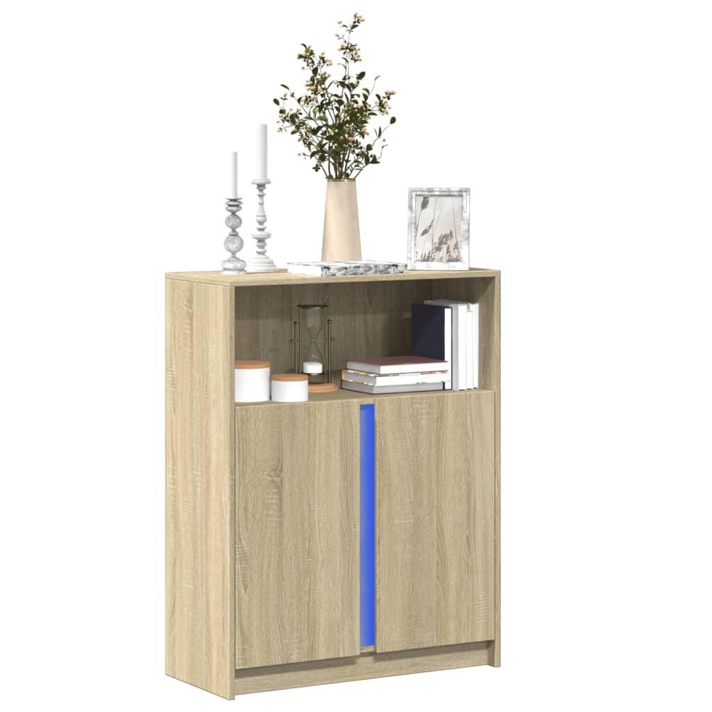 Sideboard With Led 77X34X100 Cm Engineered Wood