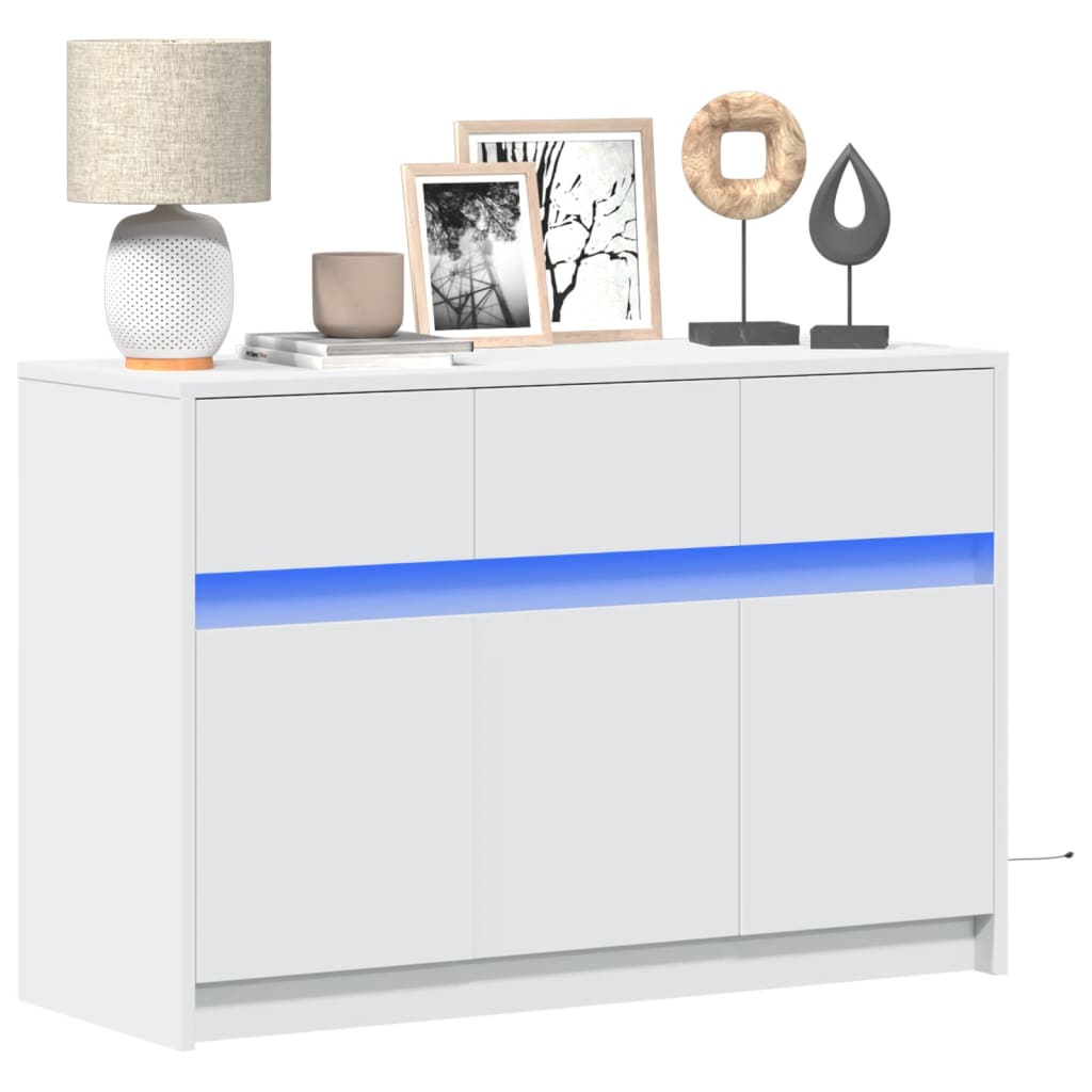 Tv Cabinet With Led 91X34X61 Cm Engineered Wood