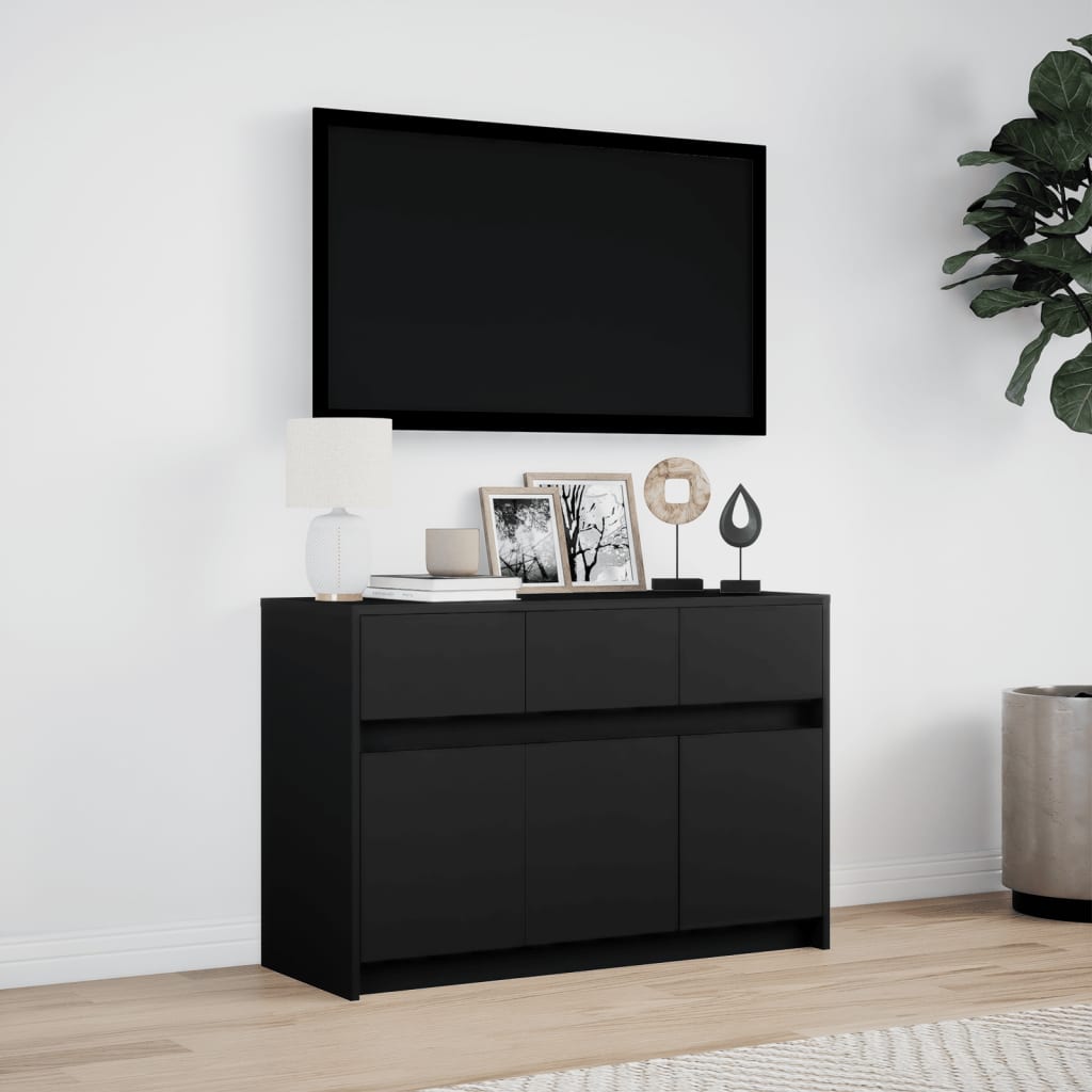 Tv Cabinet With Led 91X34X61 Cm Engineered Wood