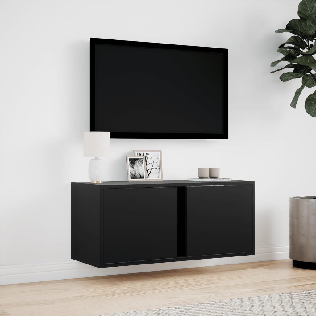 Tv Wall Cabinet With Led Lights 80X31X35 Cm