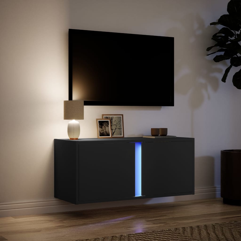 Tv Wall Cabinet With Led Lights 80X31X35 Cm