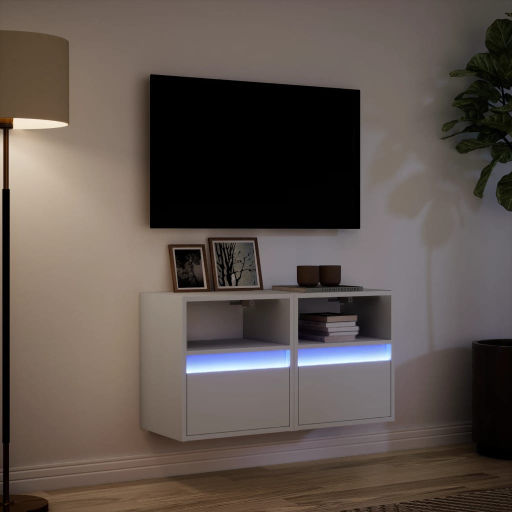 Tv Wall Cabinets With Led Lights 2 Pcs 41X31X45 Cm