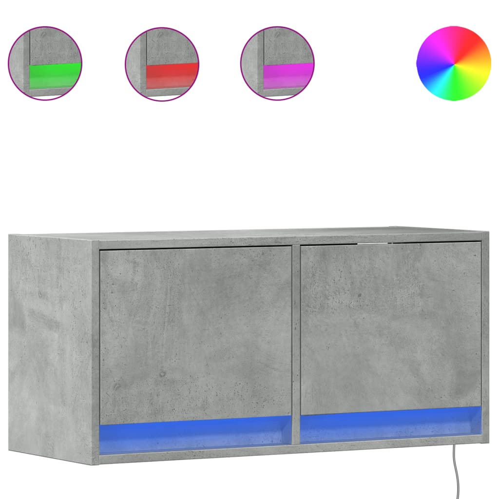 Tv Wall Cabinet With Led Lights 80X31X35 Cm