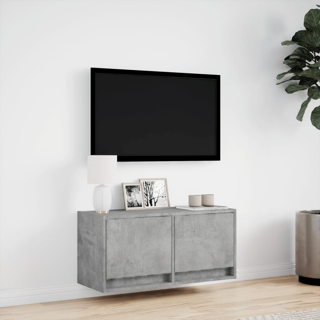 Tv Wall Cabinet With Led Lights 80X31X35 Cm