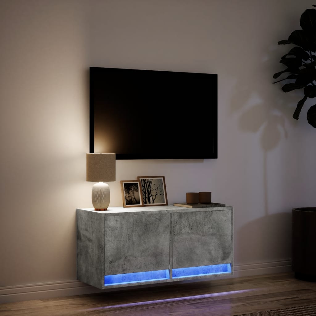 Tv Wall Cabinet With Led Lights 80X31X35 Cm