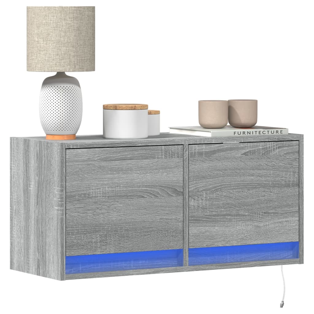 Tv Wall Cabinet With Led Lights 80X31X35 Cm