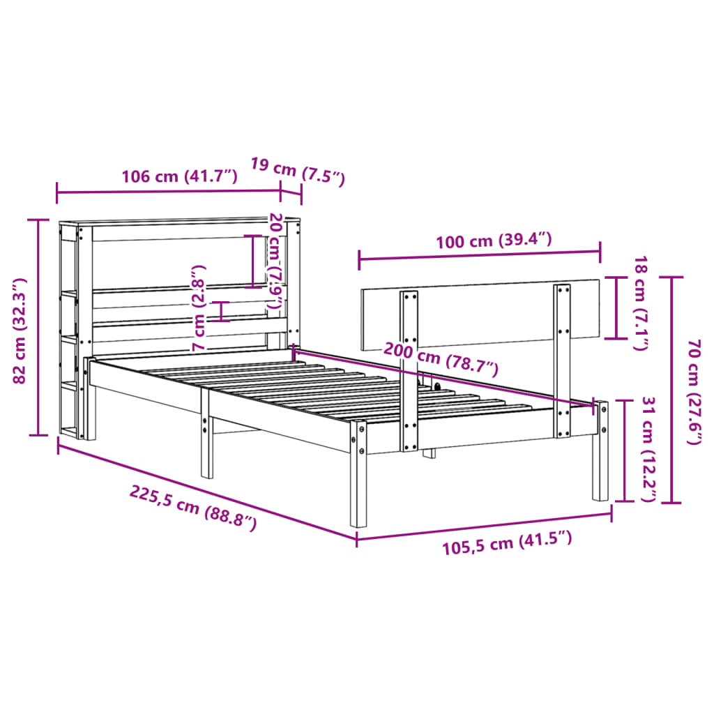 Bed Frame Without Mattress Solid Wood Pine
