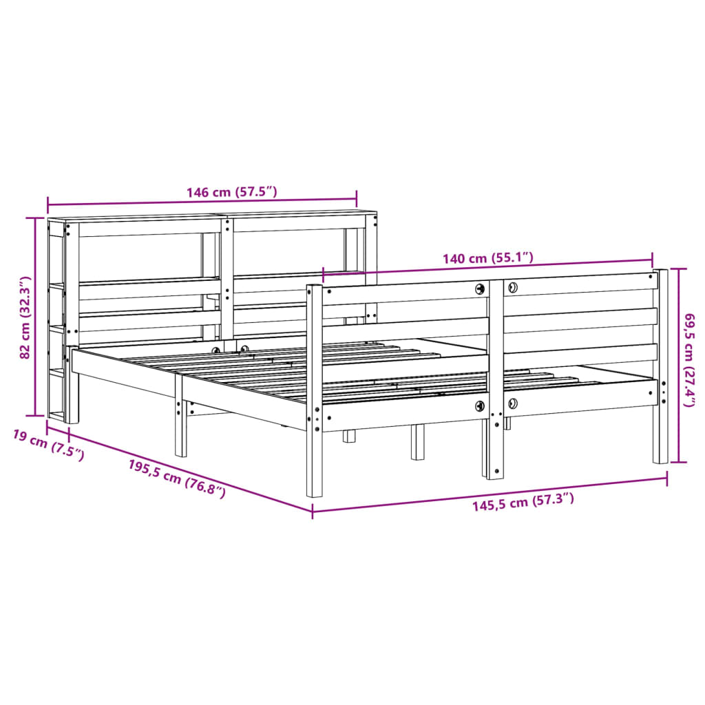 Bed Frame Without Mattress Solid Wood Pine