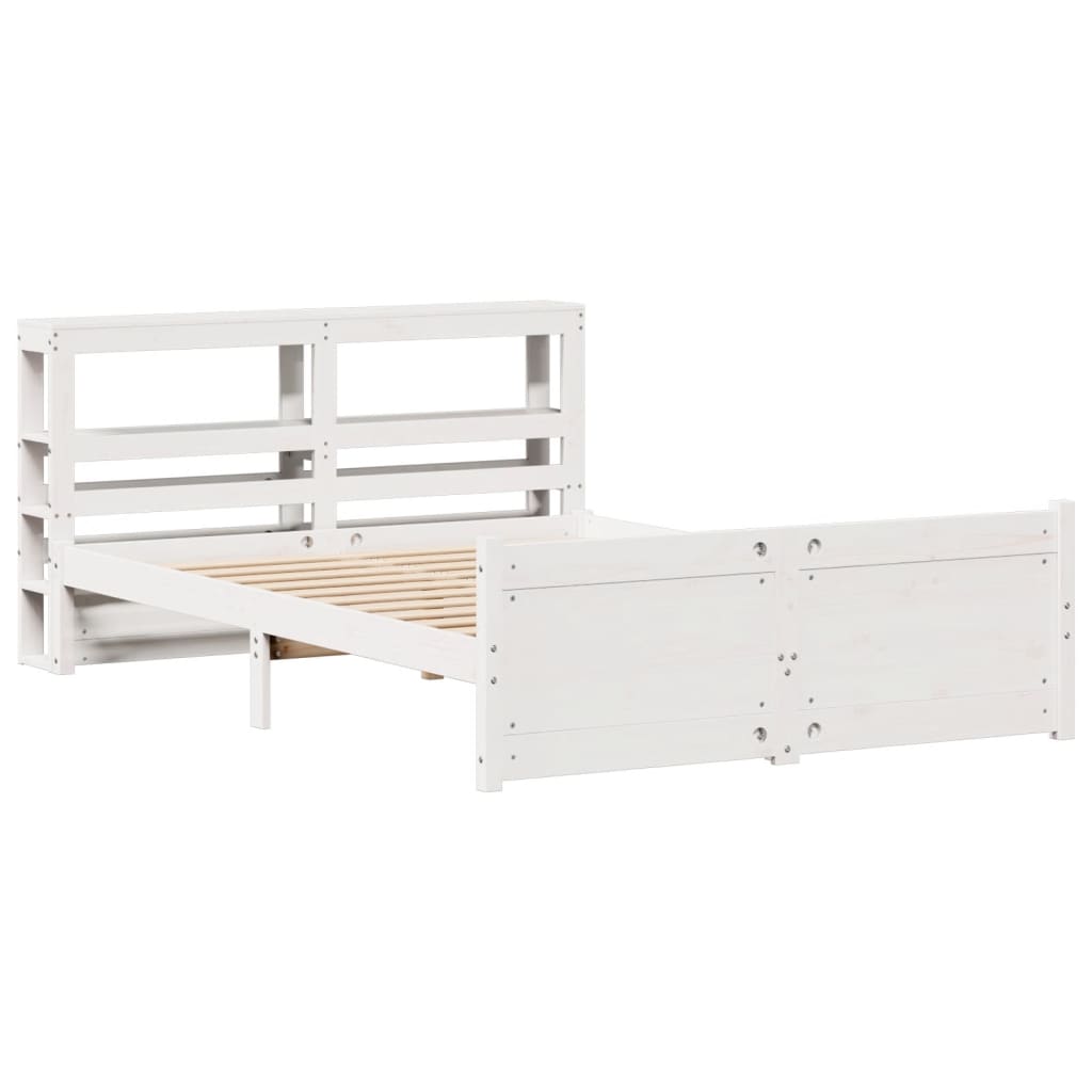 Bed Frame With Headboard Without Mattress White 140X200 Cm