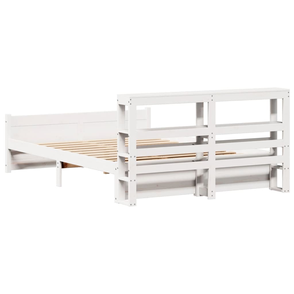 Bed Frame With Headboard Without Mattress White 140X200 Cm