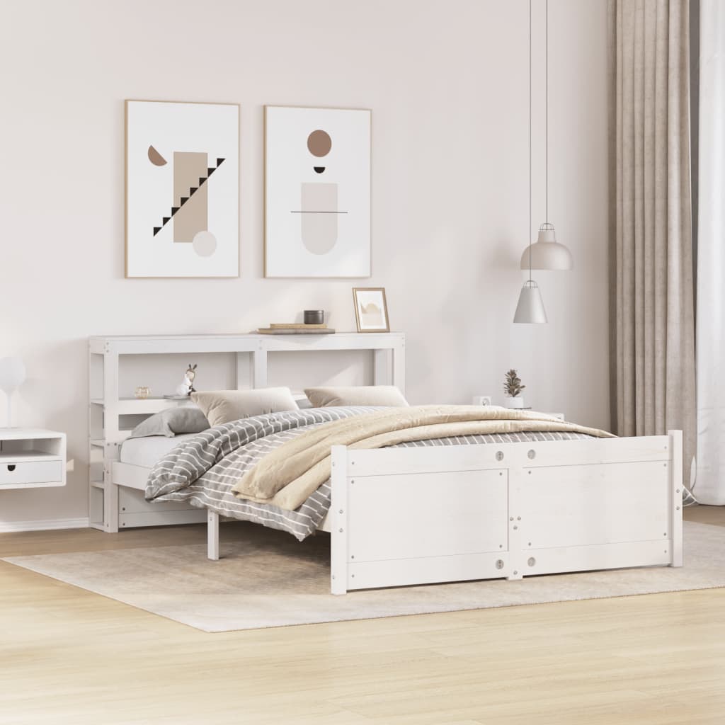 Bed Frame With Headboard Without Mattress White 140X200 Cm