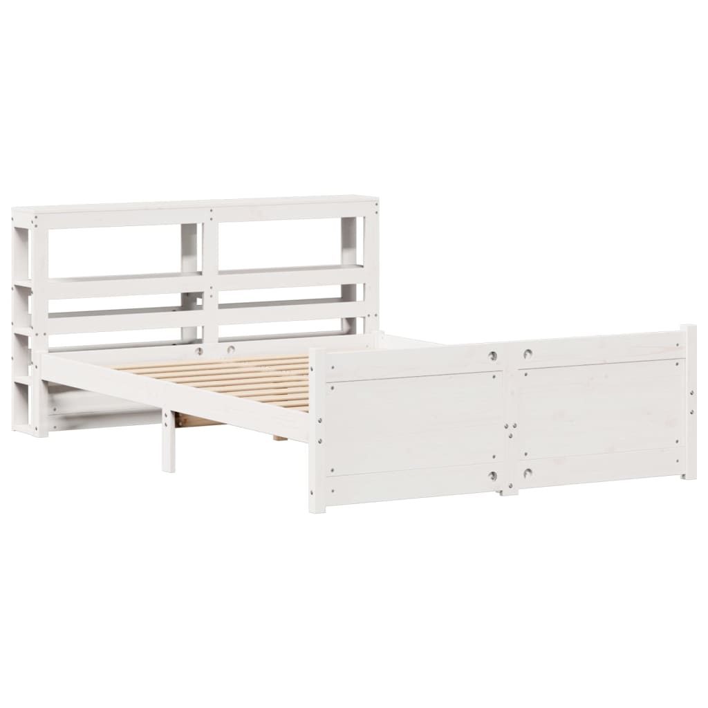 Bed Frame With Headboard Without Mattress White 150X200 Cm King Size