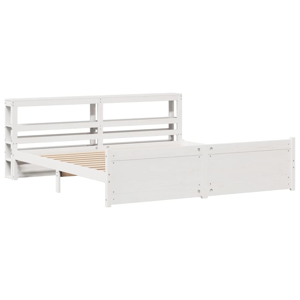 Bed Frame With Headboard Without Mattress White 200X200 Cm