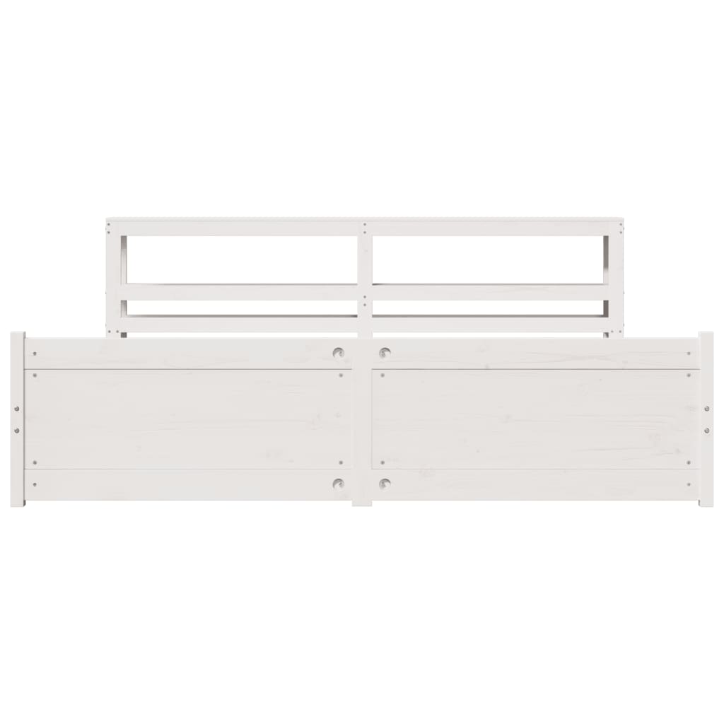 Bed Frame With Headboard Without Mattress White 200X200 Cm