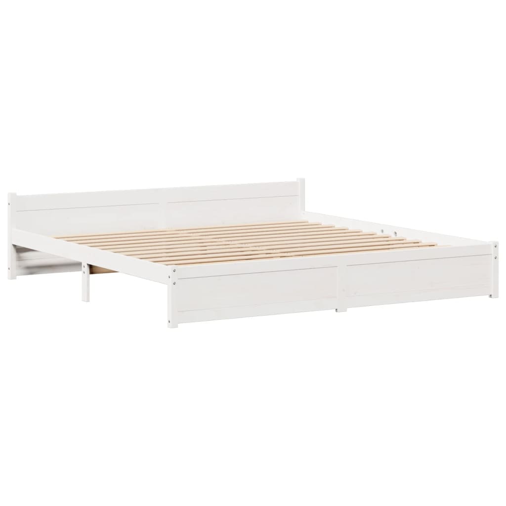 Bed Frame With Headboard Without Mattress White 200X200 Cm