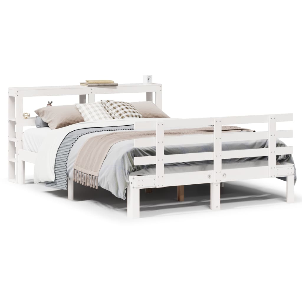 Bed Frame With Headboard Without Mattress White 140X190 Cm