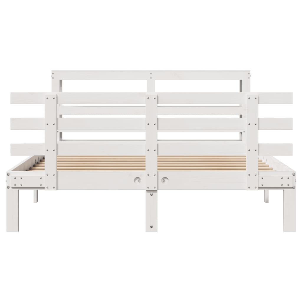 Bed Frame With Headboard Without Mattress White 140X190 Cm
