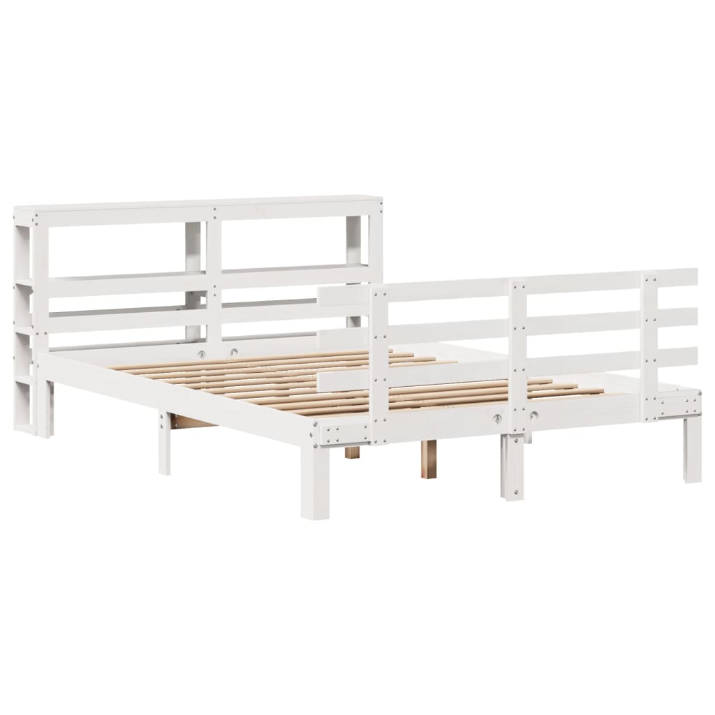 Bed Frame With Headboard Without Mattress White 150X200 Cm King Size