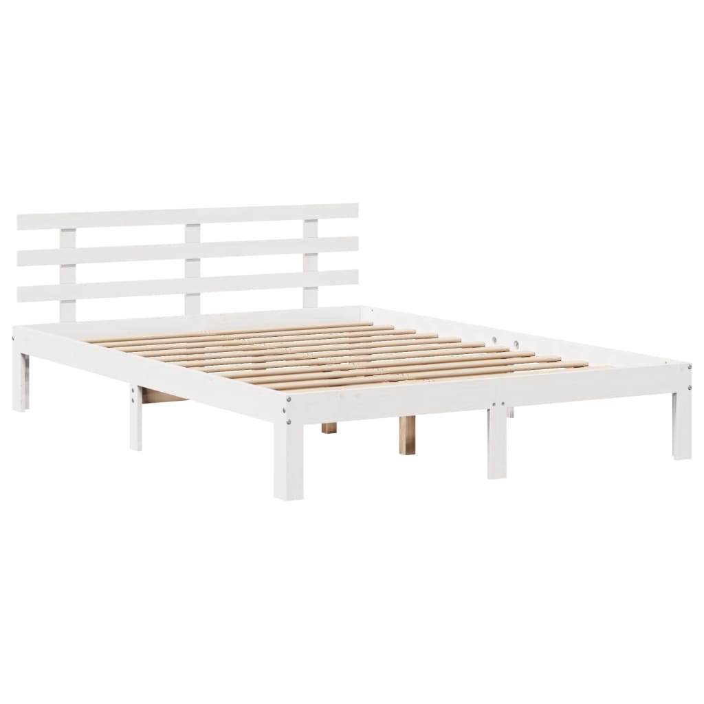 Bed Frame With Headboard Without Mattress White 150X200 Cm King Size