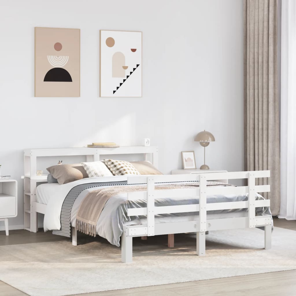 Bed Frame With Headboard Without Mattress White 150X200 Cm King Size