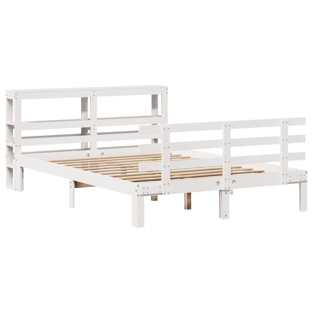 Bed Frame With Headboard Without Mattress White 160X200 Cm