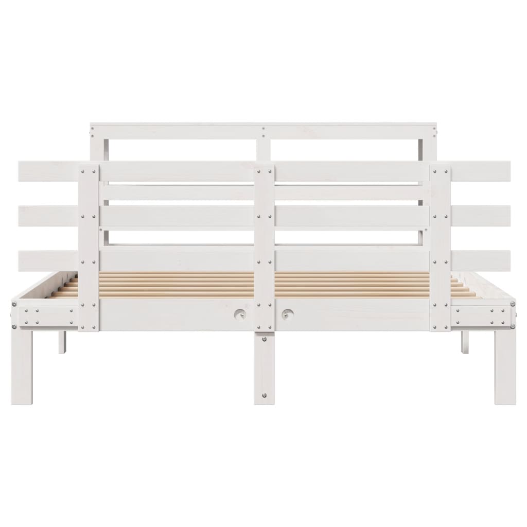 Bed Frame With Headboard Without Mattress White 160X200 Cm