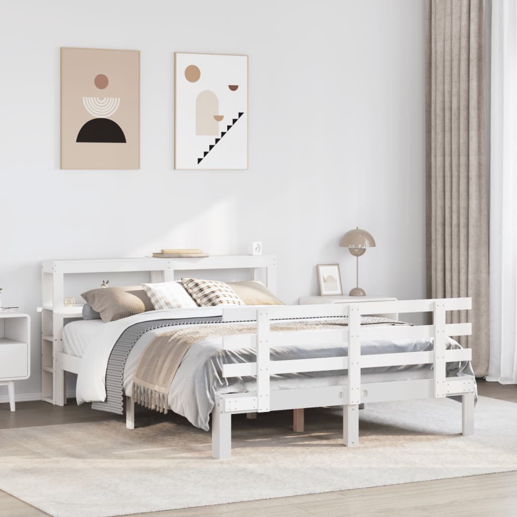 Bed Frame With Headboard Without Mattress White 160X200 Cm