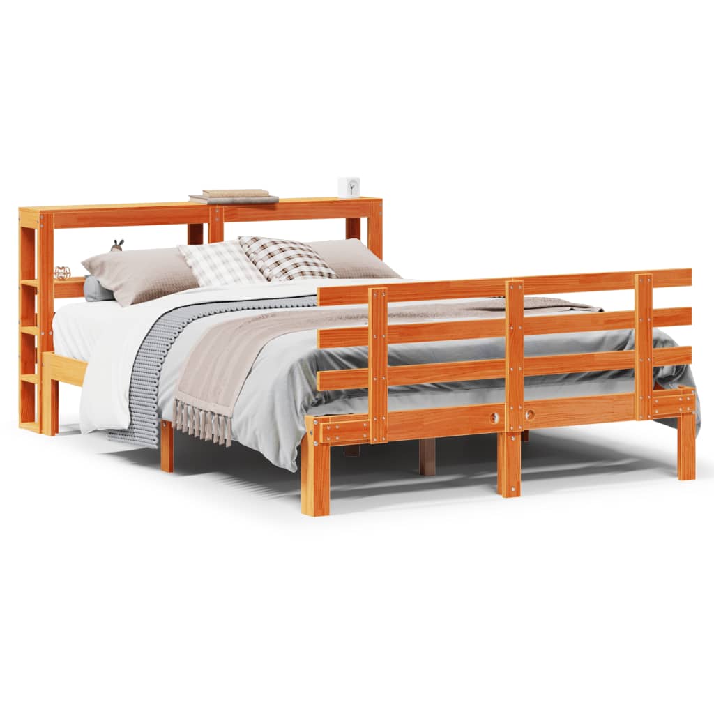 Bed Frame With Headboard Without Mattress Wax Brown 120X200 Cm