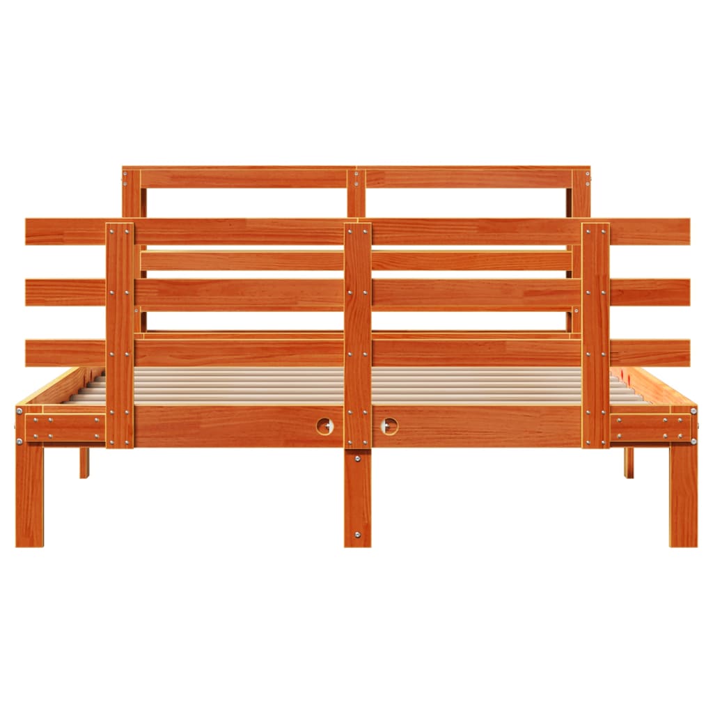 Bed Frame With Headboard Without Mattress Wax Brown 120X200 Cm
